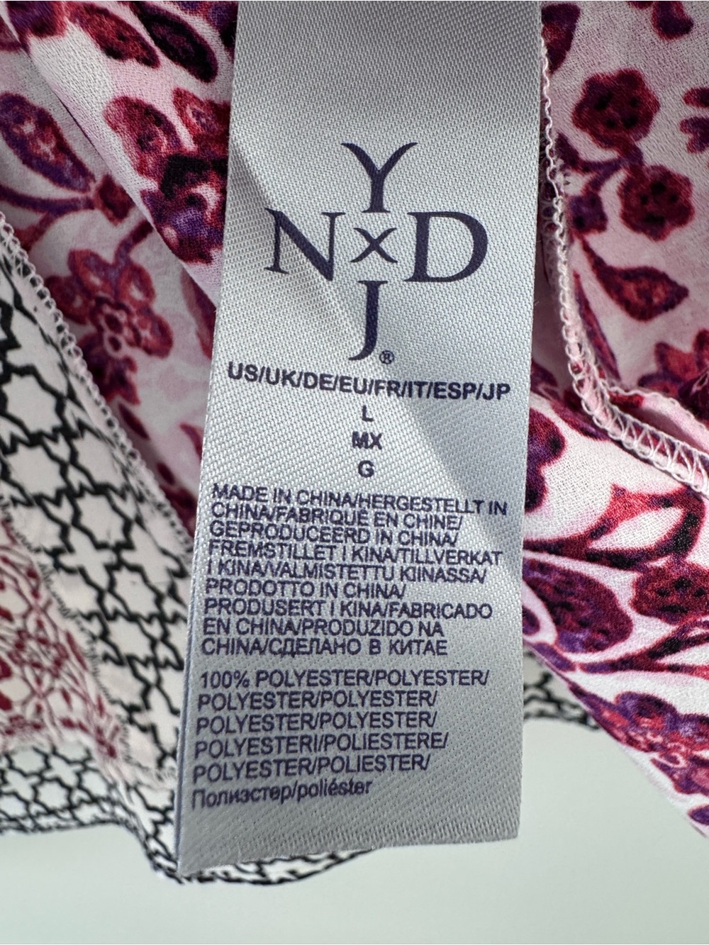 NYDJ Pink Floral Split V-Neck Tunic with Contrast Trim - Picture 4 of 5